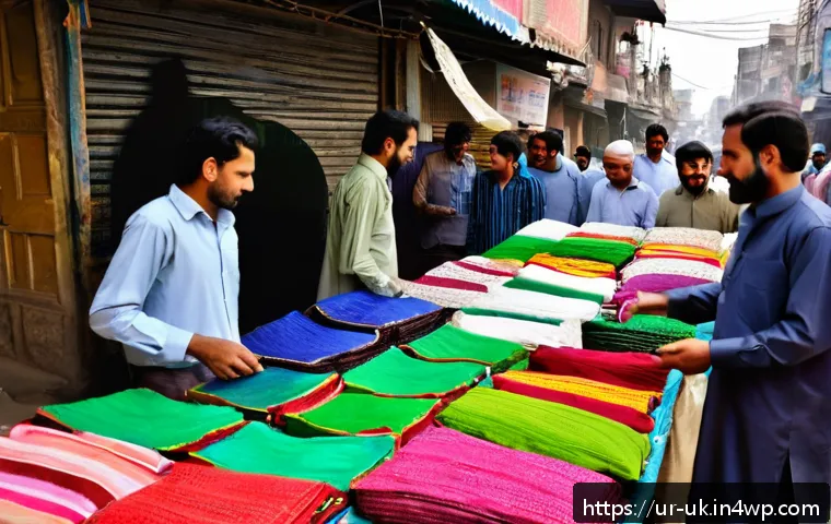 일회용품 대체 제품에 대한 소비자 인식 - A bustling local market scene in a Pakistani city, featuring vibrant stalls selling eco-friendly pro...